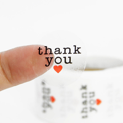 Etiquetas de agradecimento transparente em relevo de PVC em relevo papel para impressão de embalagens de alimentos