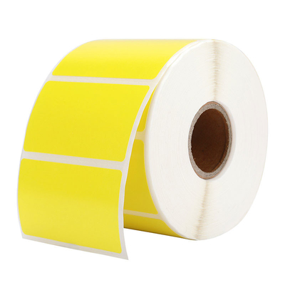Rolo de papel de código de barras térmico amarelo personalizado adesivo adesivo 58 mm