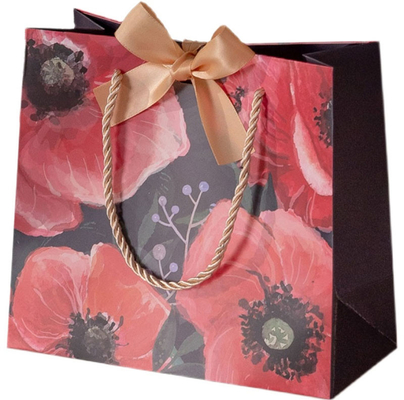 Saco de compras floral kraft portátil feminino COA bolsa de papel flor