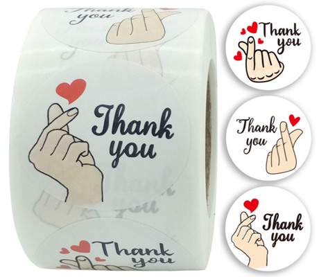 Impressão personalizada de gestos de agradecimento floral etiquetas de etiqueta rolos para encomenda