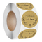 Etiquetas adesivas de agradecimento círculo de papel kraft com impressão dourada de 3 polegadas