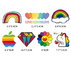 Impressão de adesivos personalizados BOPP Rainbow Kiss Cut para decalque de parede